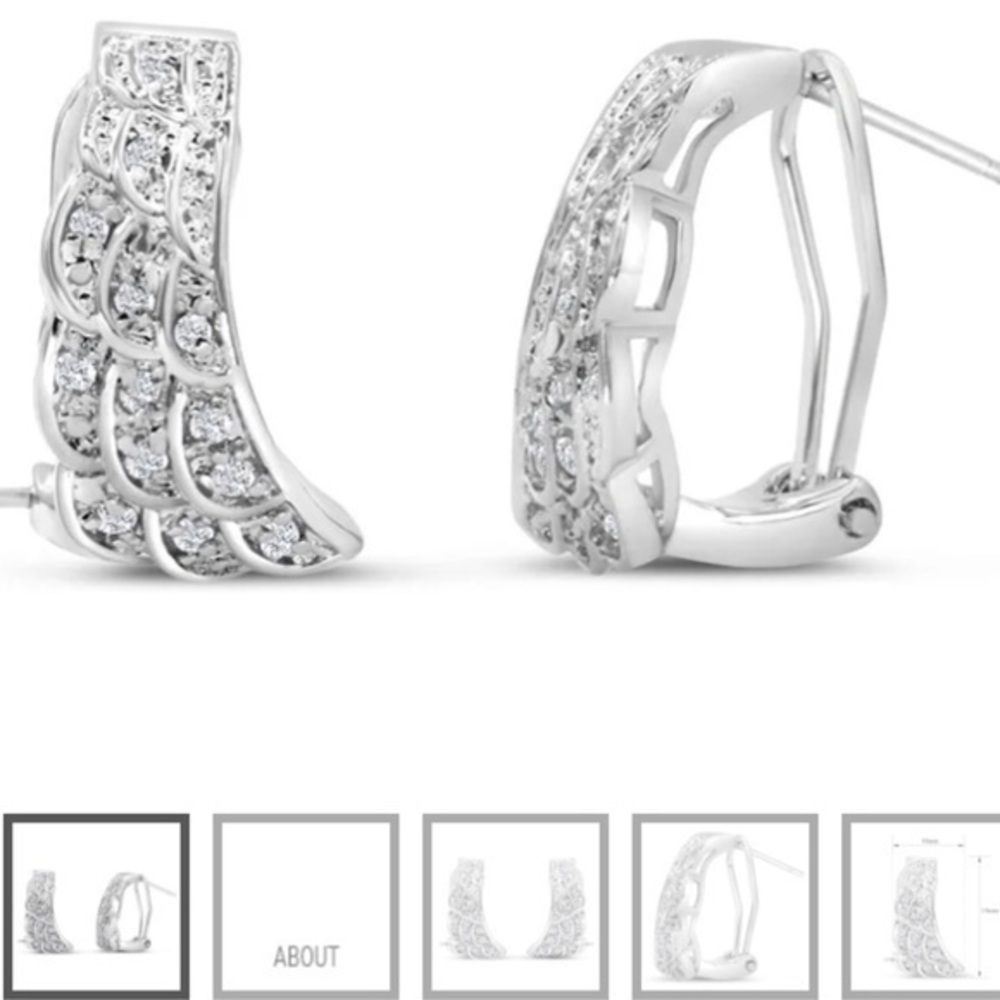 Diamond angel wing earrings - Picture 5 of 9
